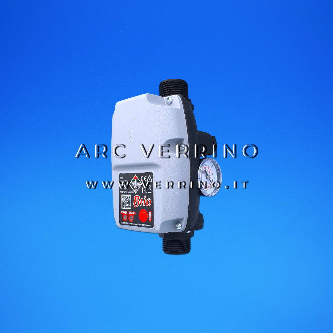 
                  
                    Dispositivo elettronico di controllo per elettropompe con manometro - pressione di avvio regolabile 1-3,5 bar | Italtecnica BRIO
                  
                