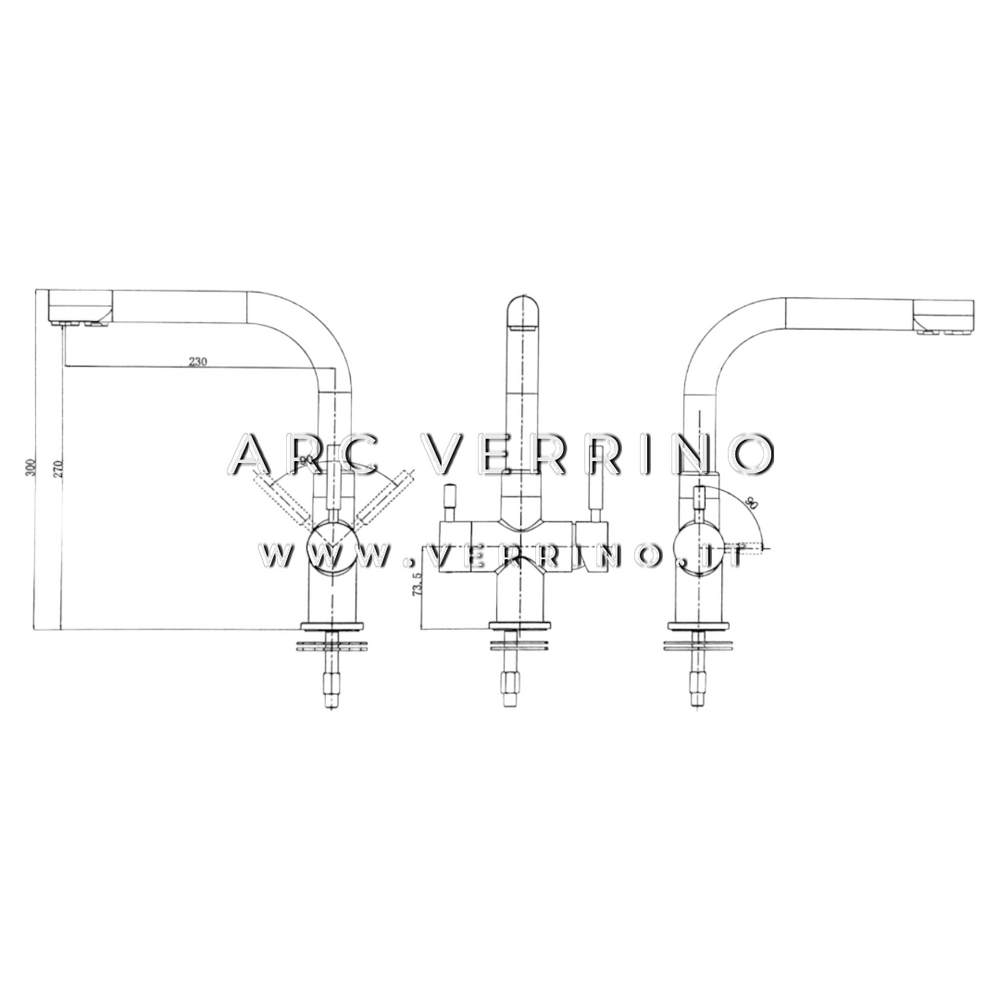 
                  
                    Rubinetto miscelatore cromato - 3 Vie - modello L | Lavello Cucina - per sistemi di trattamento acqua_2
                  
                