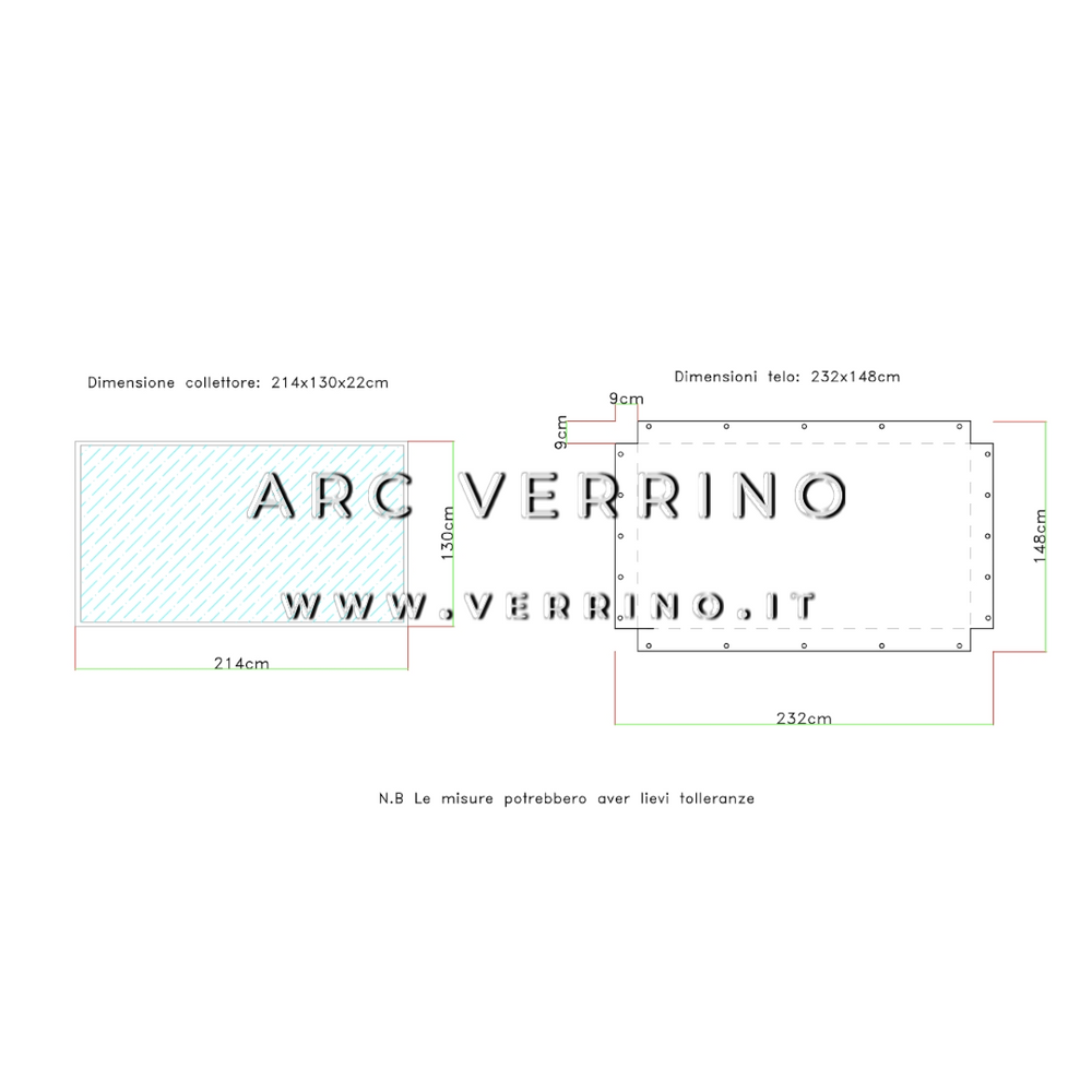 Telo di copertura in PVC - 148 x 232 cm - per collettori solari PLEION EGO 220 (pannelli solari termici) | TEL 13 A_2