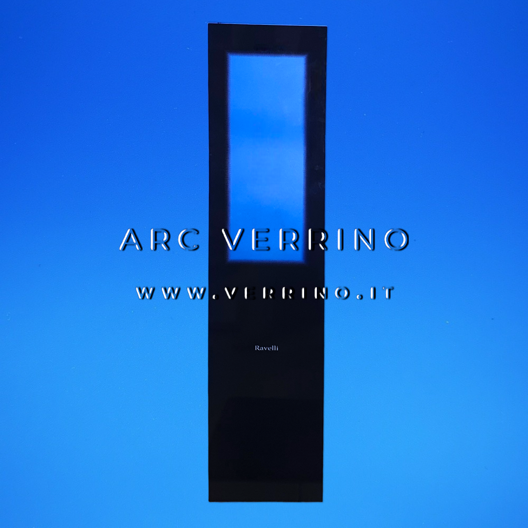 Vetro ceramico serigrafato Ravelli 124-77-001N | 920,5 x 225 mm - per stufa a pellet - ARC VERRINO